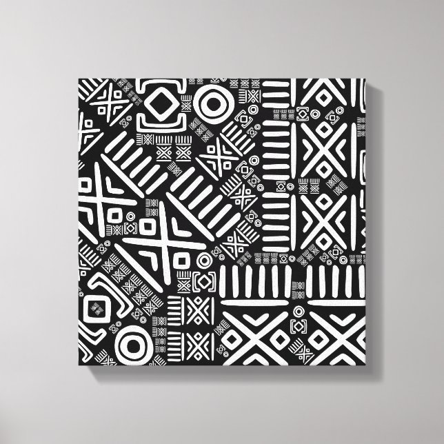 Ethnic African Pattern- Black and White #6 Canvas Print (Front)