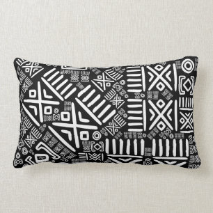 Ethnic African Pattern- Black and White #6 Lumbar Pillow