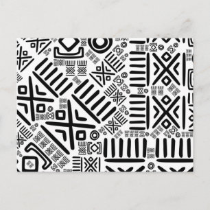 Ethnic African Pattern- Black and White #8 Postcard