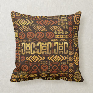 Ethnic African Pattern- browns and golds #11 Throw Pillow
