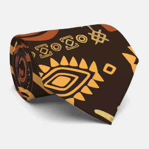 Ethnic African Pattern- browns and golds #11 Tie