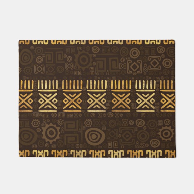Ethnic African Pattern- browns and golds #2 Doormat (Front)