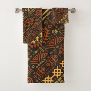 Ethnic African Pattern- browns and golds #5 Bath Towel Set