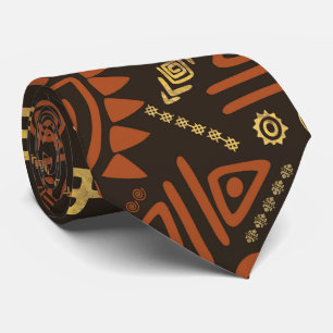 Ethnic African Pattern- browns and golds #5 Tie