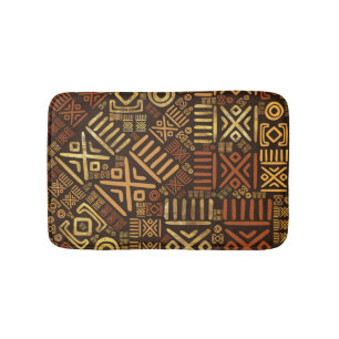 Ethnic African Pattern- browns and golds #6 Bath Mat
