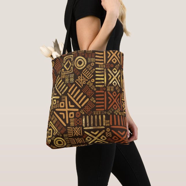 Ethnic African Pattern- browns and golds #6 Tote Bag (Close Up)
