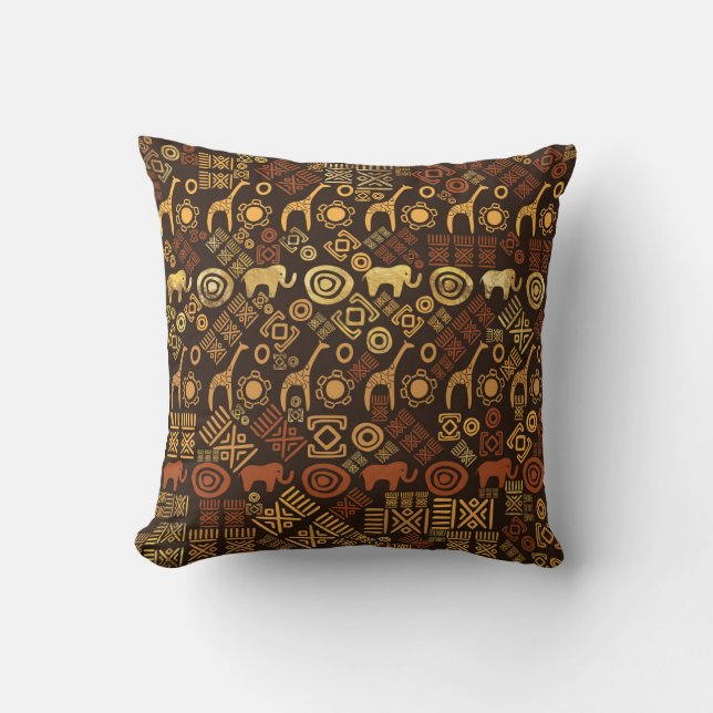 Ethnic African Pattern- browns and golds #7 Throw Pillow (Front)