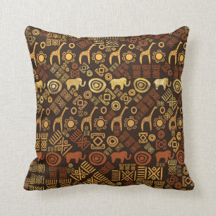 Ethnic African Pattern- browns and golds #7 Throw Pillow
