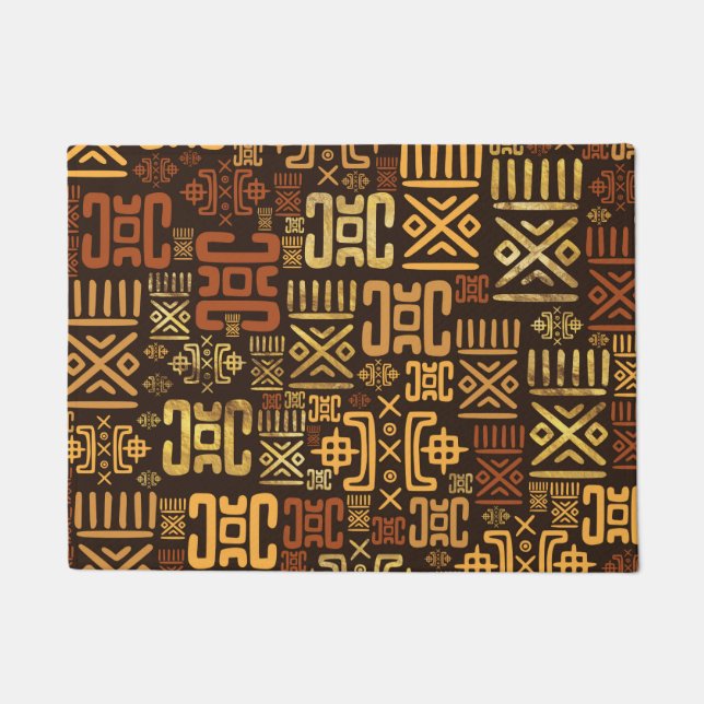 Ethnic African Pattern- browns and golds #8 Doormat (Front)
