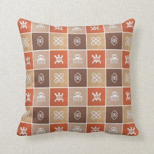 Ethnic African pattern with Adinkra simbols Throw Pillow