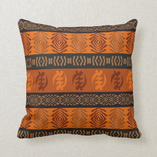 Ethnic African pattern with Adinkra simbols Throw Pillow