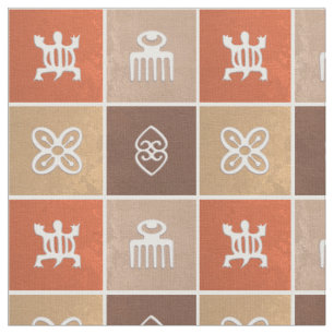 Ethnic African pattern with Adinkra symbols Fabric