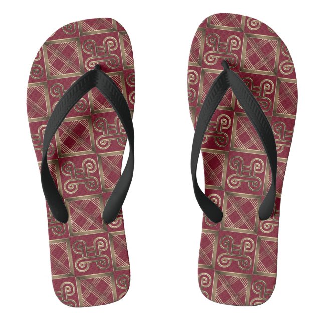 Ethnic African pattern with Adinkra symbols Flip Flops (Footbed)