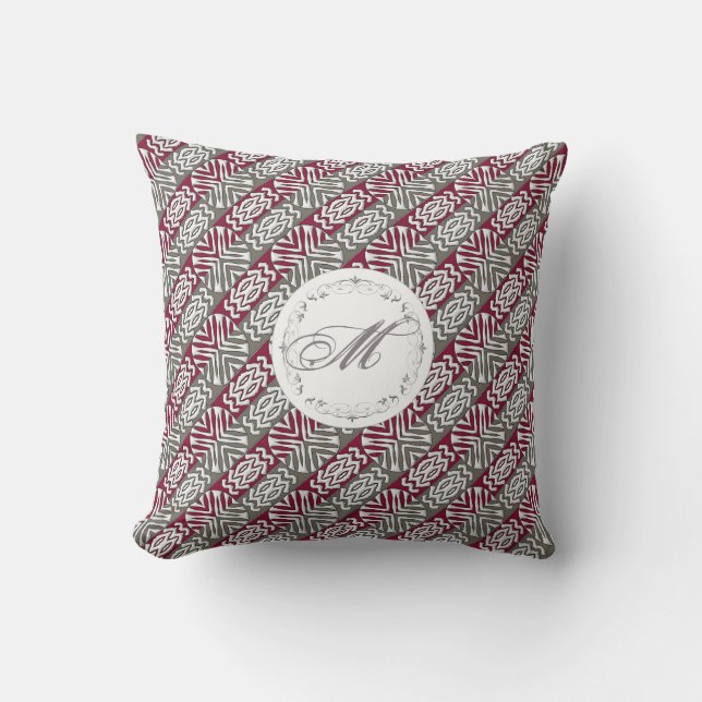 ethnic african seamless pattern.monogram. throw pillow (Front)