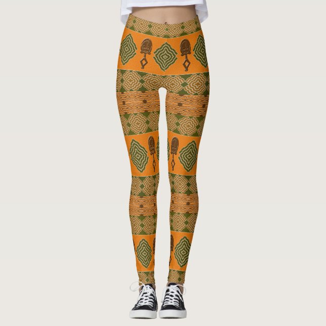 ethnic african striped tribal pattern. leggings (Front)