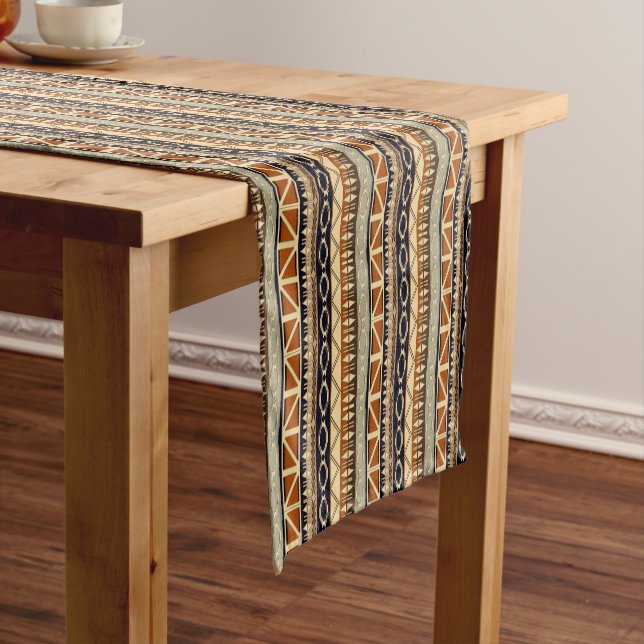 Ethnic african tribal geometric  pattern short table runner (In Situ)