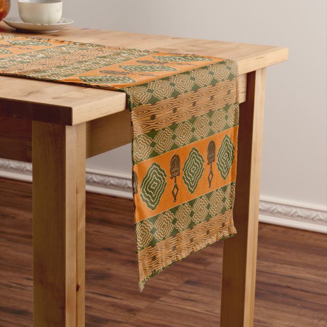 Ethnic african tribal geometric  pattern short table runner (In Situ)