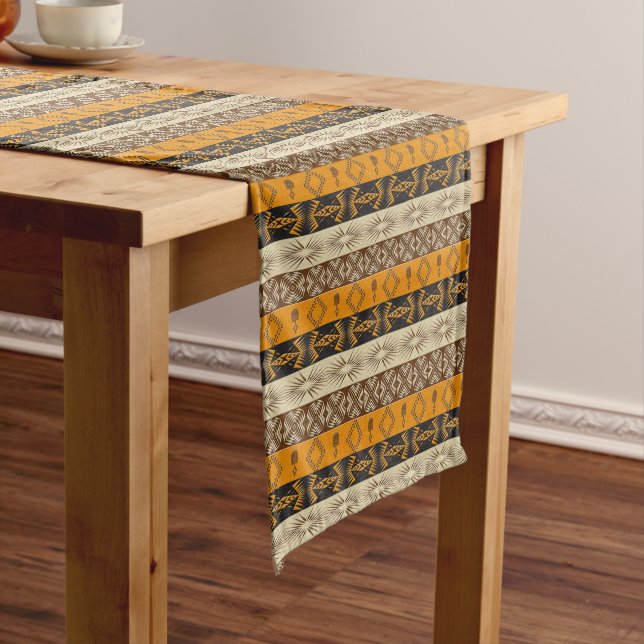 Ethnic african tribal geometric  pattern short table runner (In Situ)