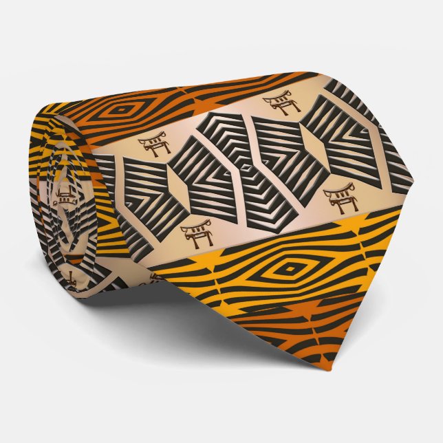ethnic african tribal geometric pattern   tie (Rolled)