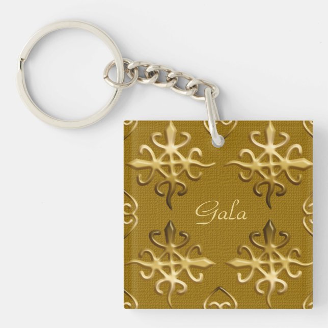 Ethnic african tribal pattern.Adinkra. Keychain (Front)