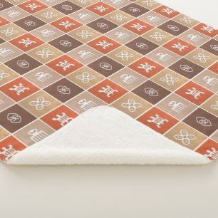 ethnic african tribal pattern. Adinkra simbols. Sherpa Blanket