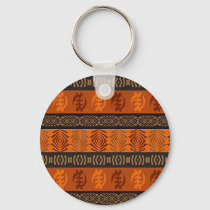 Ethnic african tribal pattern.Adinkra symbol. Keychain