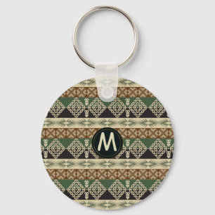 Ethnic african tribal striped pattern.monogram. keychain