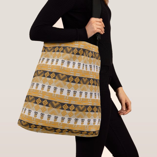Ethnic African Tribal Stripes Pattern Crossbody Bag (Close Up)