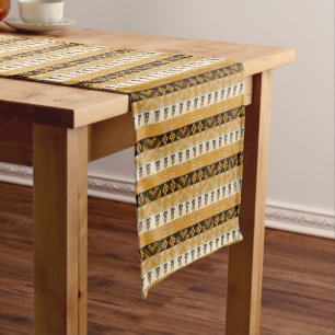 Ethnic African Tribal Stripes Pattern Short Table Runner