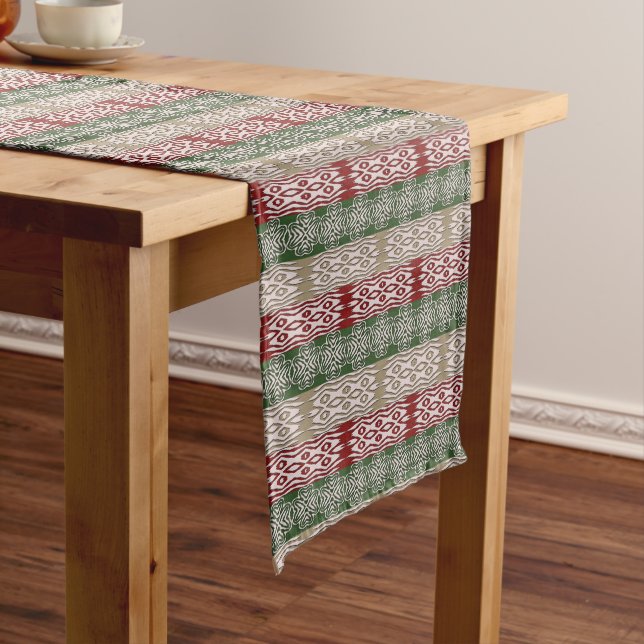 Ethnic African Tribal Stripes pattern Short Table Runner (In Situ)