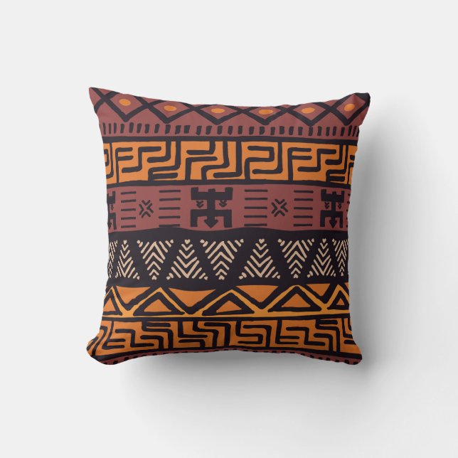 Ethnic African Vibes In Bohemian Style Throw Pillow (Front)