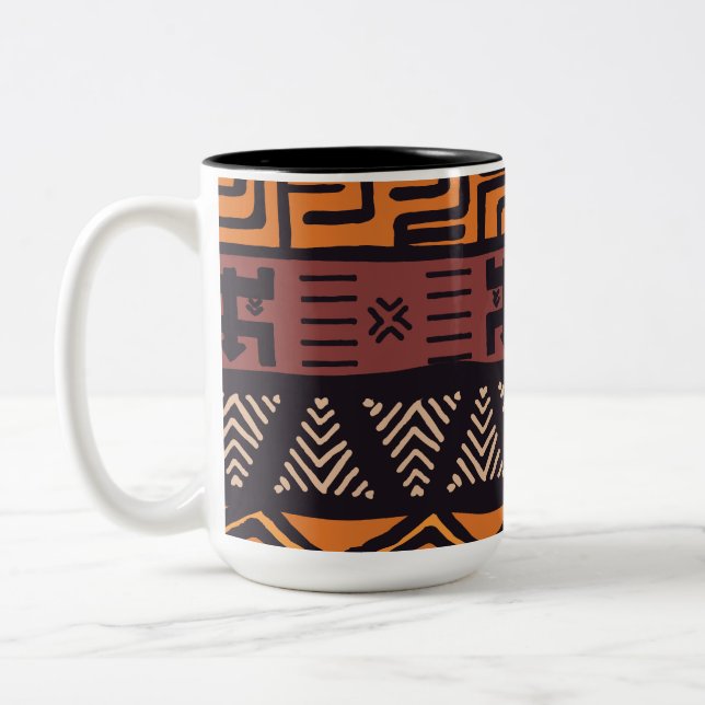 Ethnic African Vibes In Bohemian Style Two-Tone Coffee Mug (Left)