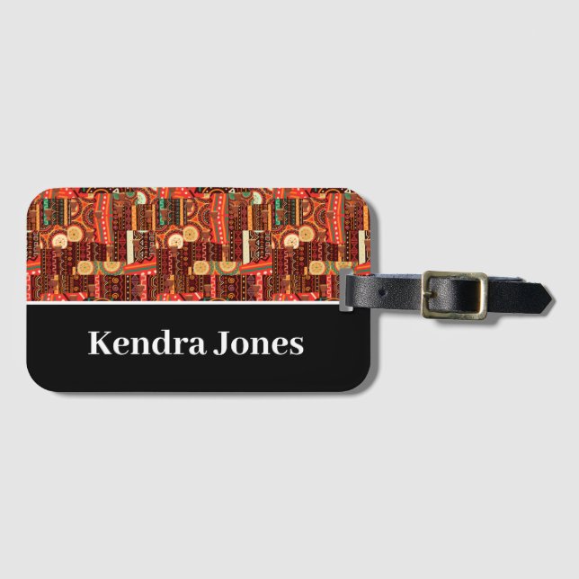 Ethnic Afrocentric Kente Tribal Pattern   Luggage  Luggage Tag (Front Horizontal)