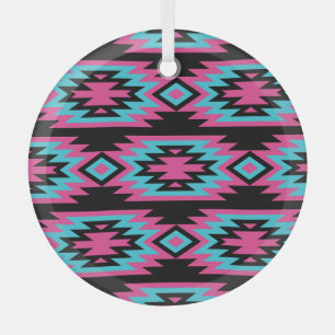 Ethnic American Indian: Aztec Motifs. Glass Ornament