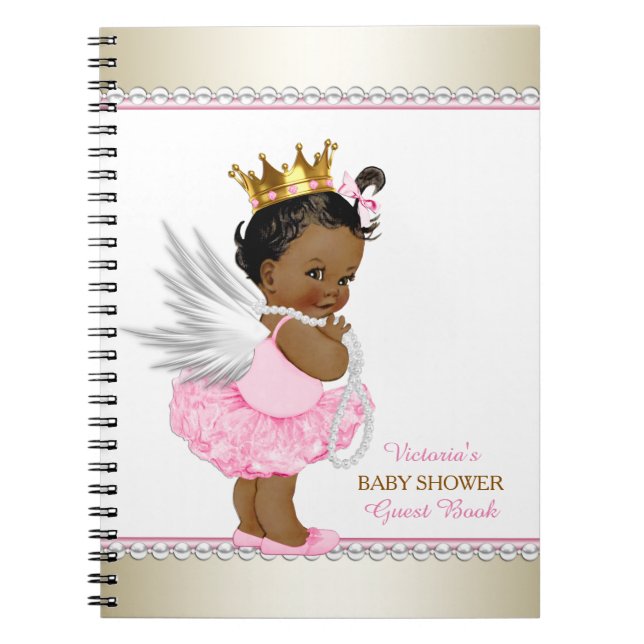 Ethnic Angel Girl Baby shower livre d'invité (Devant)