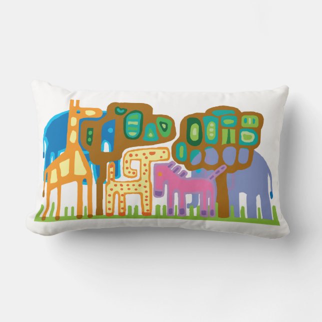 Ethnic art African animals Lumbar Pillow (Front)