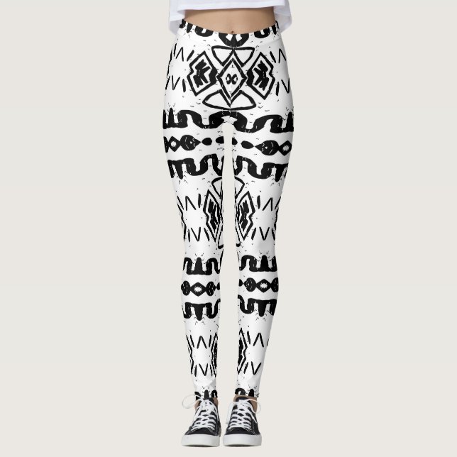 Ethnic Aztec, Vintage Striped Pattern. Leggings (Front)