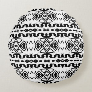 Ethnic Aztec, Vintage Striped Pattern. Round Pillow