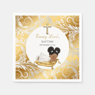 Ethnic Baby Girl Christening Baptism Gold Silver Napkin