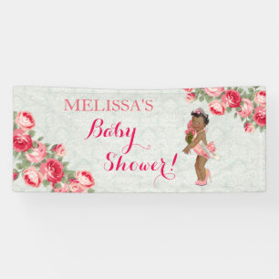 Ethnic Baby Girl Roses Tiara Mint & Pink Banner