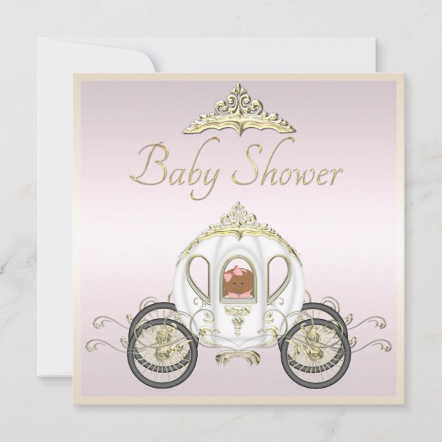 Ethnic Baby in Princess Coach Baby Shower Invitation (Front)