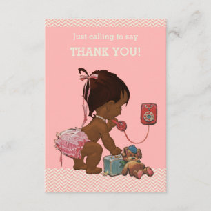 Ethnic Baby On Phone Baby Shower Thank You Card