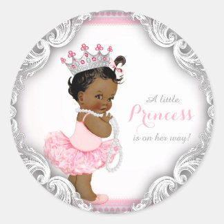 Ethnic Ballerina Princess Tutu Girl Baby Shower Classic Round Sticker