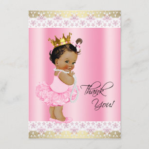 Ethnic Ballerina Tutu Baby Girl Thank You Card