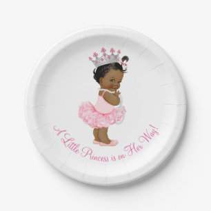 Ethnic Ballerina Tutu Pearls Princess Baby Shower Paper Plate