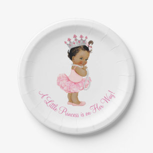 Ethnic Ballerina Tutu Pearls Princess Baby Shower Paper Plate