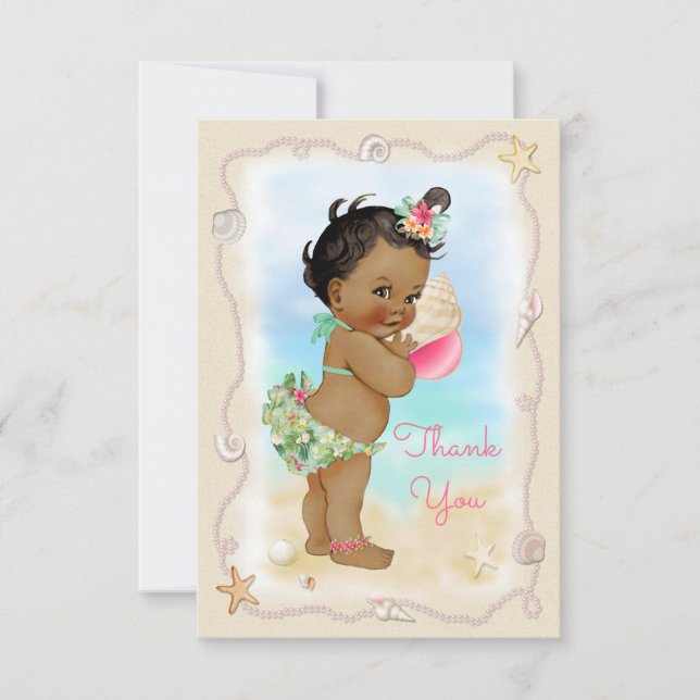 Ethnic Beach Baby Conch Shell Thank You Card (Front)