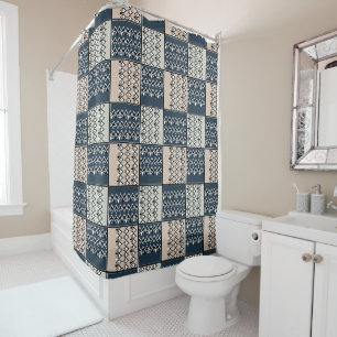 Ethnic beige blue patchwork .