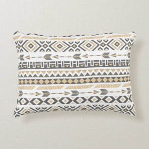 Ethnic Beige Seamless: Vintage Pattern Accent Pillow