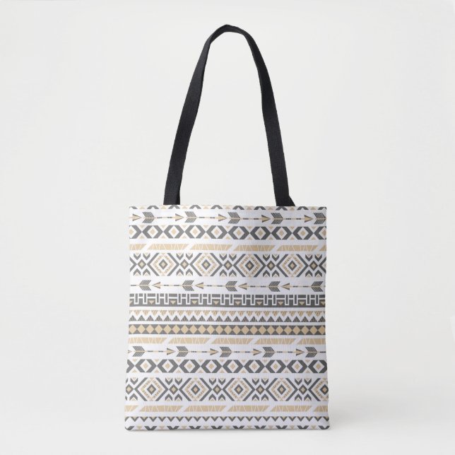 Ethnic Beige Seamless: Vintage Pattern Tote Bag (Front)